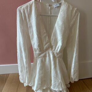 Ivory V-Neck Playsuit